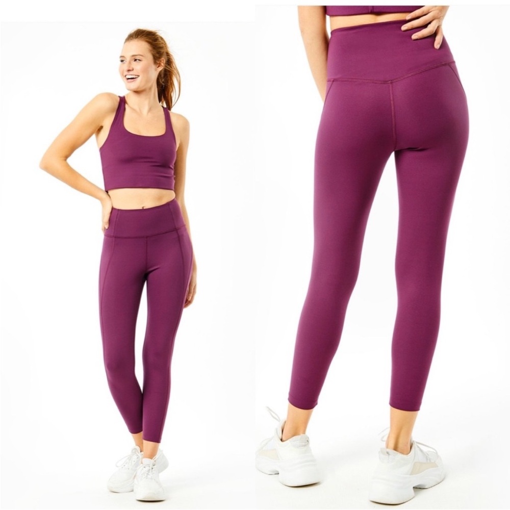 Girlfriend collective 7/8 leggings essential high waist leggings Plum Purple - Picture 1 of 5